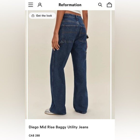 NWT Size 30 - Reformation Diego Mid Rise Baggy Utility Jeans (NWT $288) - Picture 4 of 16